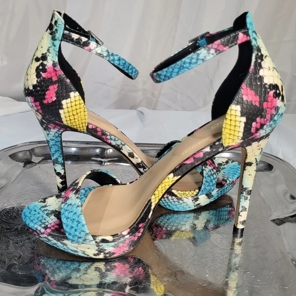 Aldo Multicolor Snake Print Stilettos-9 - Picture 8 of 8